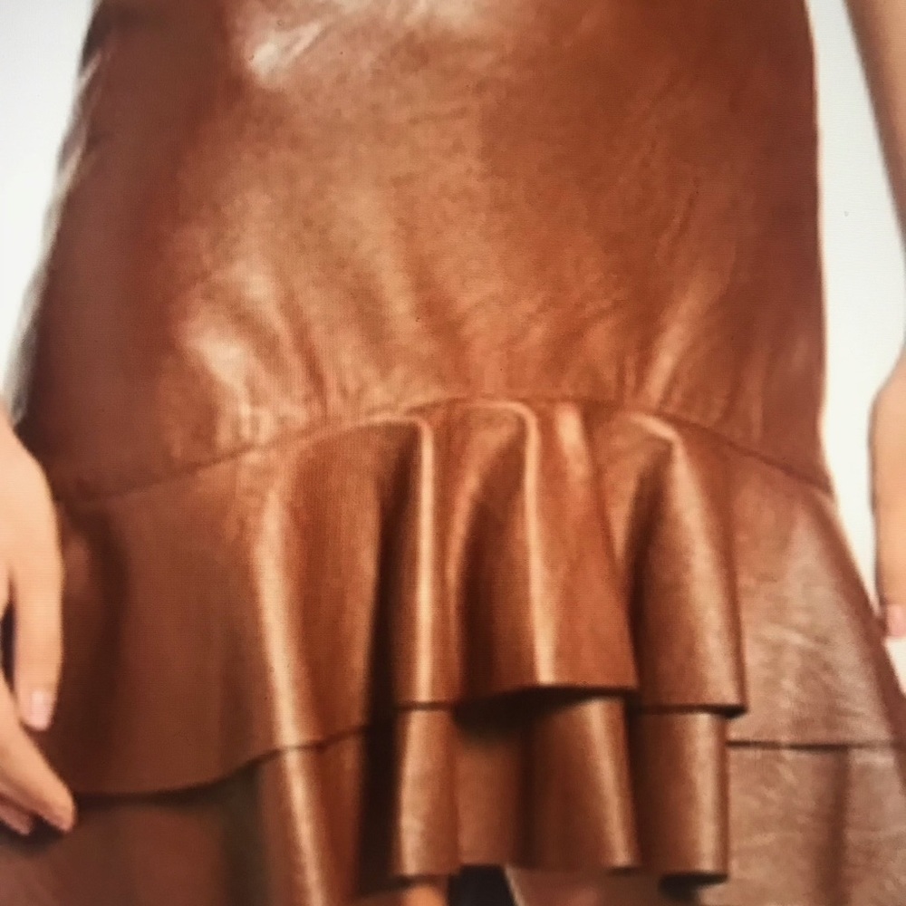 NORDSTROM NWT RUFFLE HEM FAUX LEATHER SKIRT SIZE S